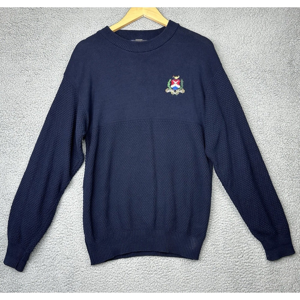VINTAGE National War College Sweater Mens Small Blue Andrew Rohan Made‎ in USA